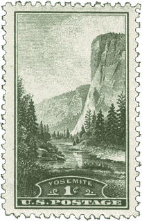 Vintage 1934 Yosemite National Park stamp